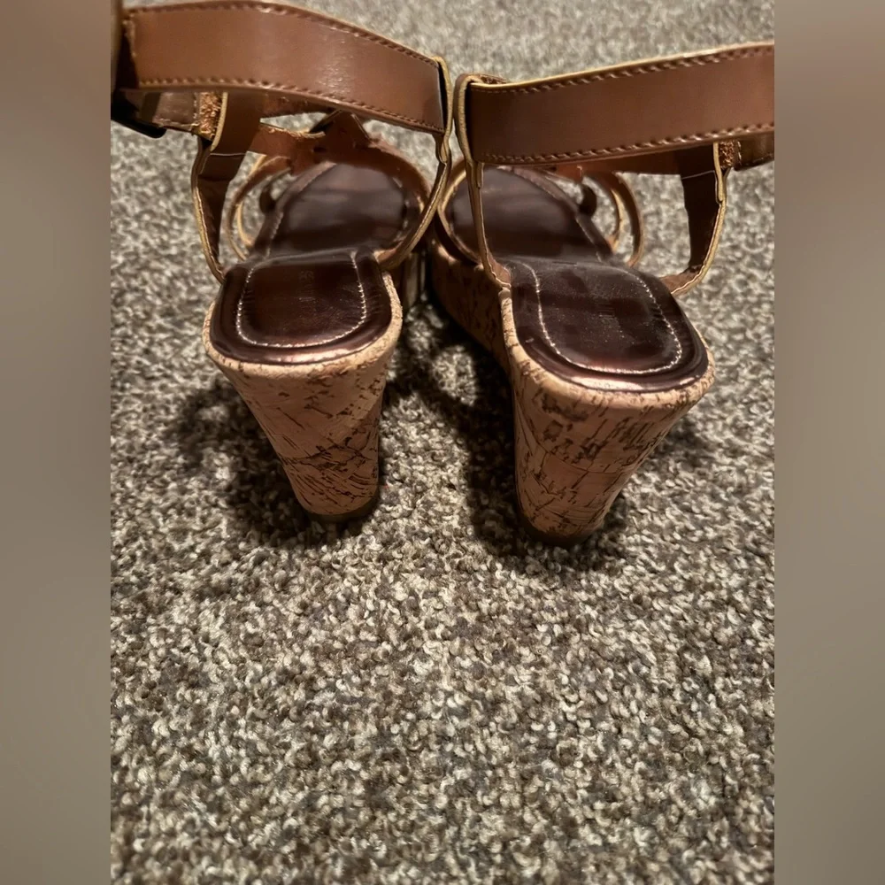 Maurices Brown Strappy Wedge Sandals
